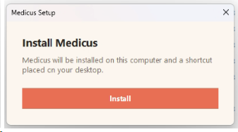 Install Medicus dialog